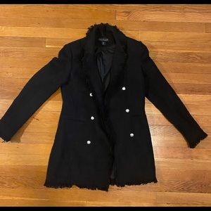 Rachel Zoe blazer M tweed black gold jacket coat mid boucle